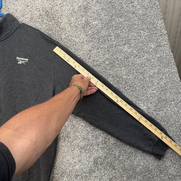 Reebok Pullover Mens XL Gray Quarter Zip Fleece Sweatshirt Athletic Training - Picture 4 of 11